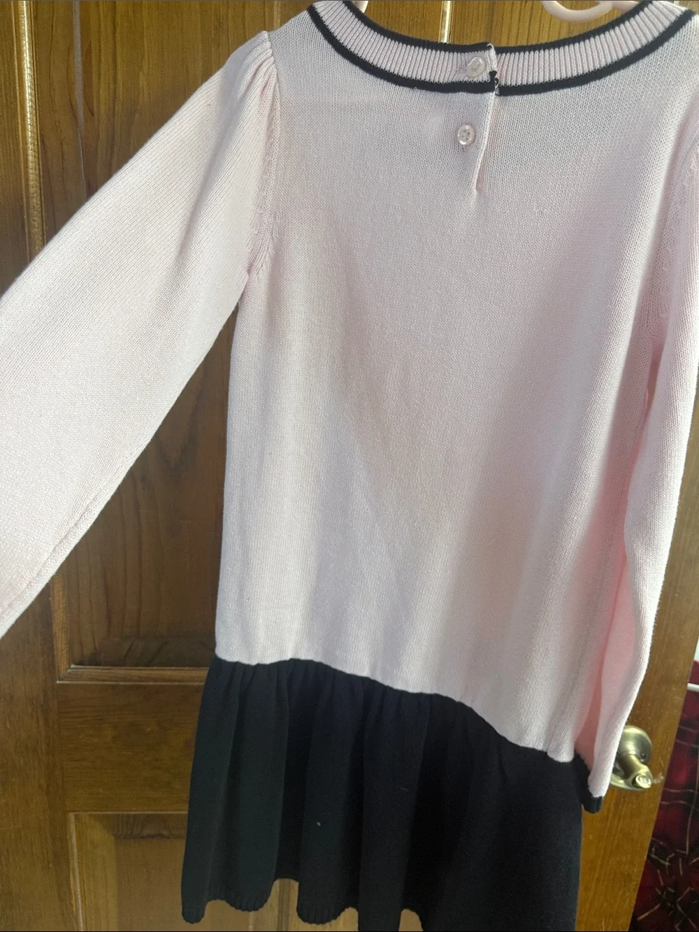 Gymboree Pink and Black Long Sleeve Bow-Trim Dress